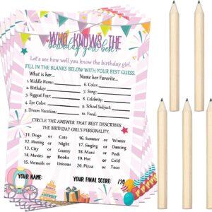 50 Pcs Birthday Party Activity Game Card Set with 20 Pcs Wood Pencils