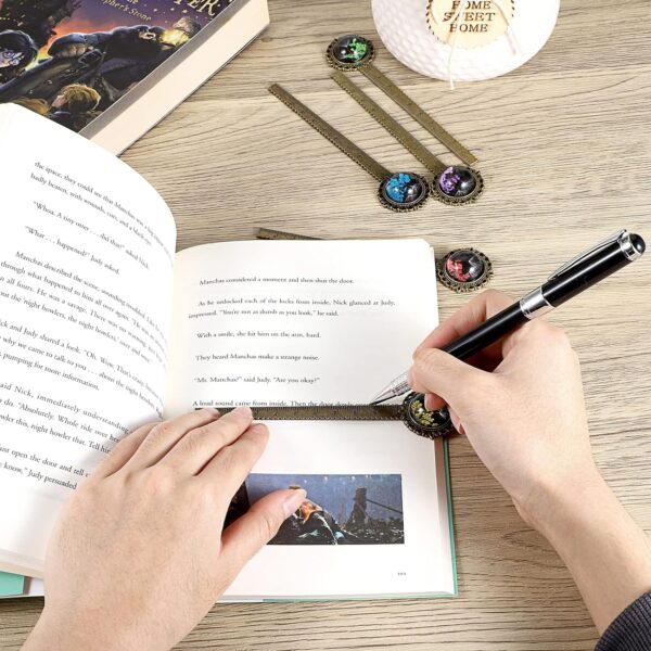 6PCS Retro Metal Bookmark Ruler Bronze Book Mark with Dried Flower