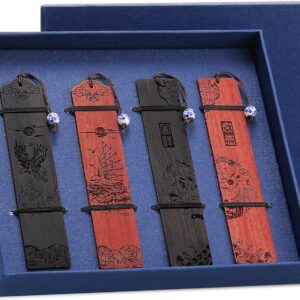 4pcs Wooden Bookmark Gift Box Elegant Style