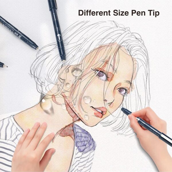 Maikedepot Micro-Line Pens 8 Size Fineliner Black Ink Drawing Pens