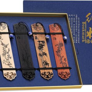 Handmade Natural Wooden Carving Book Mark Bookmarks Box Set