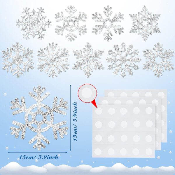 45pcs Winter Christmas Snowflake Paper Cutouts with Glue Point Dots