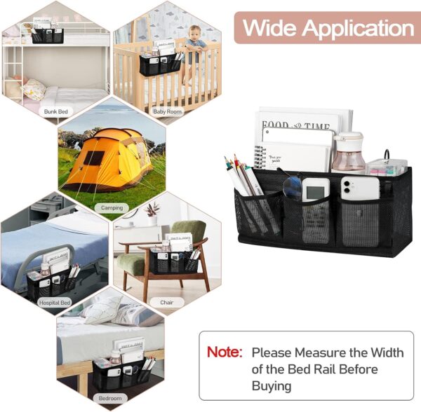 Bedside Caddy Organizer Hanging Storage with 3 Pockets