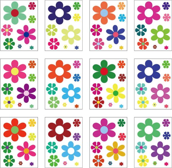 96 Pieces Car Flowers Stickers for Window Laptop Car Decoration