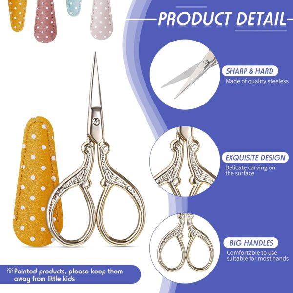 4Pcs Sewing Embroidery Scissors with Artificial Leather Cover 3.6 Inch