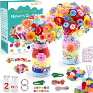 Make Your Own Flower Bouquet with Buttons Felt Vase Art Craft