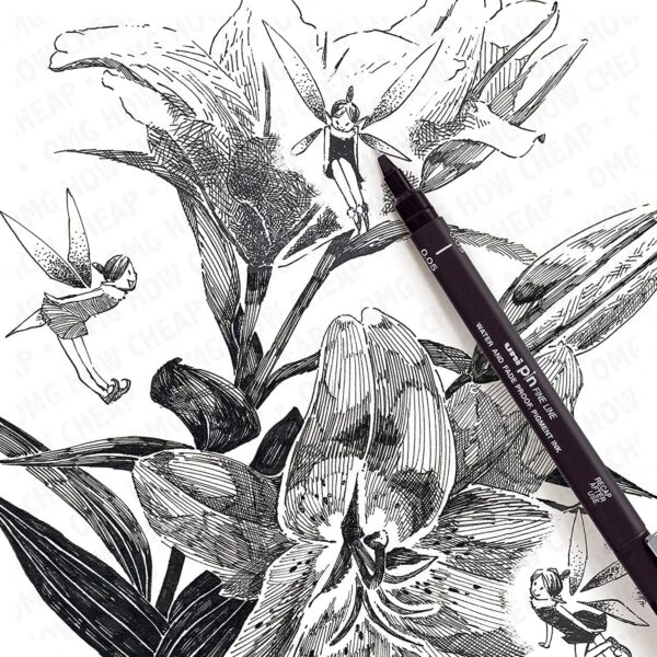 Uni Pin Fineliner Drawing Pen - 15 Grades - Black Ink