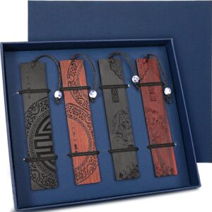 4pcs Wooden Bookmark for Men Women Book Lovers