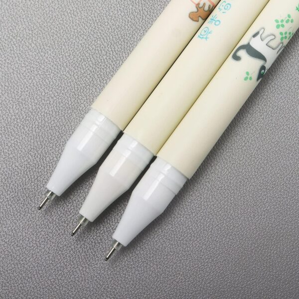 3 Pack Colorful Cute Cats Gel Pens 0.38mm Black Ink