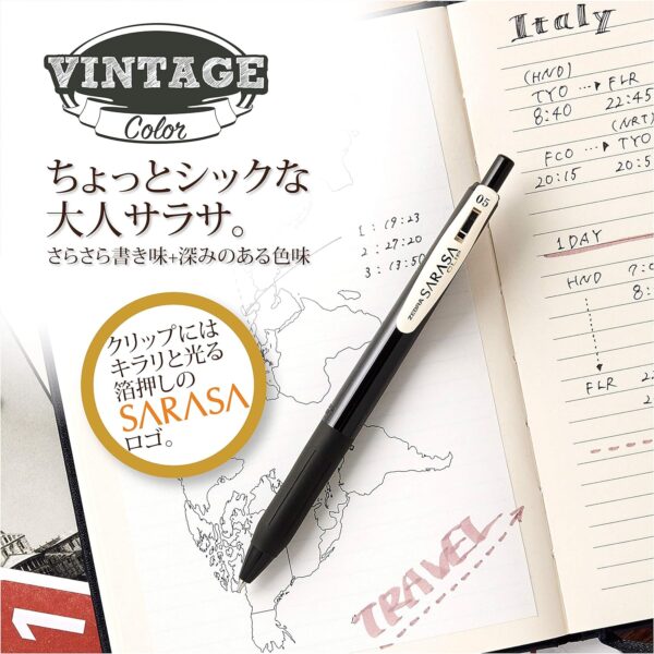 ZEBRA Sarasa Clip Gel Ink Ballpoint Pen 0.5mm,Vintage Colors,5 Set