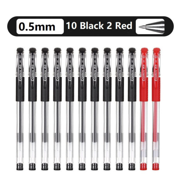 Comix A1 Gel Pens Black Red Ink,Fine Point (0.5mm),12 Count