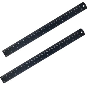 Aluminum Metal Ruler 12 inch with Metric and Imperial Measurement 2 Pack