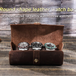 Genuine Leather Travel 3 Watch Case Roll Organizer