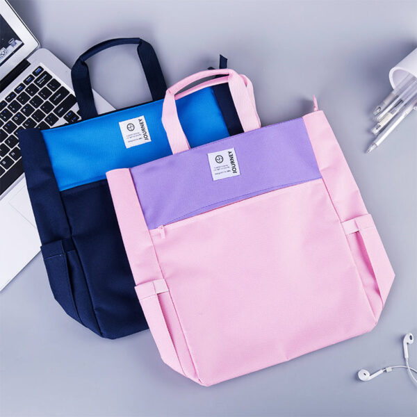 DELI Polyester Book Tote Bag with Zipper Pocket for Kids Students