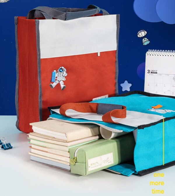 DELI Astronaut Foldable Oxford Fabric Book Tote Bag with Zipper
