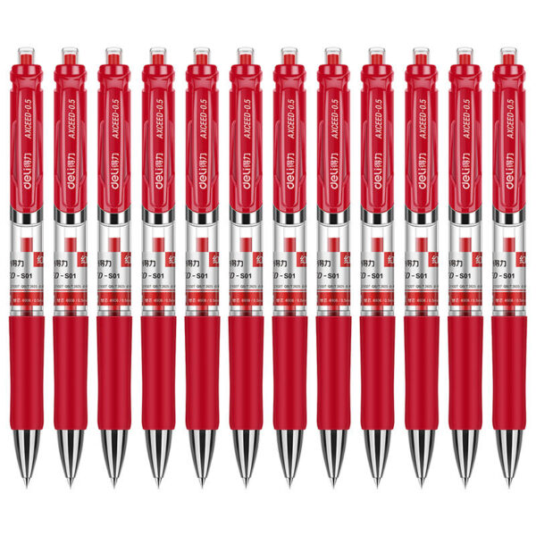 DELI S01 Retractable Quick Dry Gel Pens Fine Point 0.5mm Bulk 12 Count