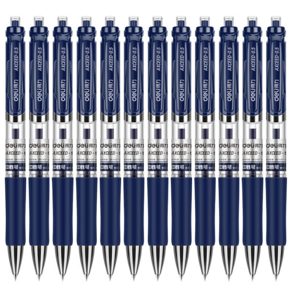 DELI S01 Retractable Quick Dry Gel Pens Fine Point 0.5mm Bulk 12 Count
