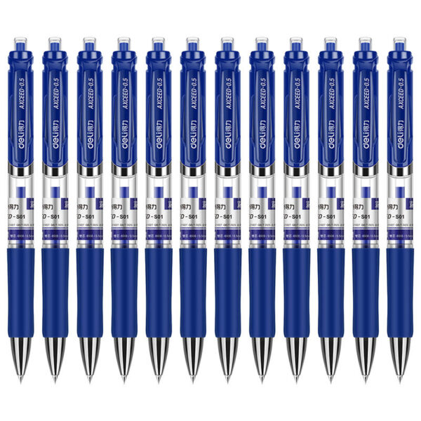 DELI S01 Retractable Quick Dry Gel Pens Fine Point 0.5mm Bulk 12 Count