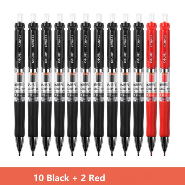 DELI S01 Retractable Quick Dry Gel Pens Fine Point 0.5mm Bulk 12 Count