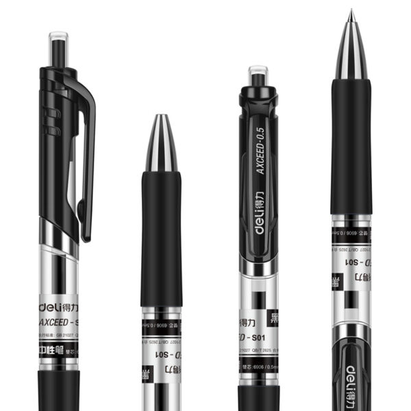DELI S01 Retractable Quick Dry Gel Pens Fine Point 0.5mm Bulk 12 Count