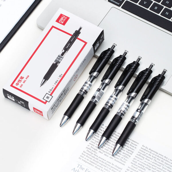 DELI S01 Retractable Quick Dry Gel Pens Fine Point 0.5mm Bulk 12 Count