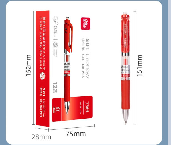 DELI S01 Retractable Quick Dry Gel Pens Fine Point 0.5mm Bulk 12 Count