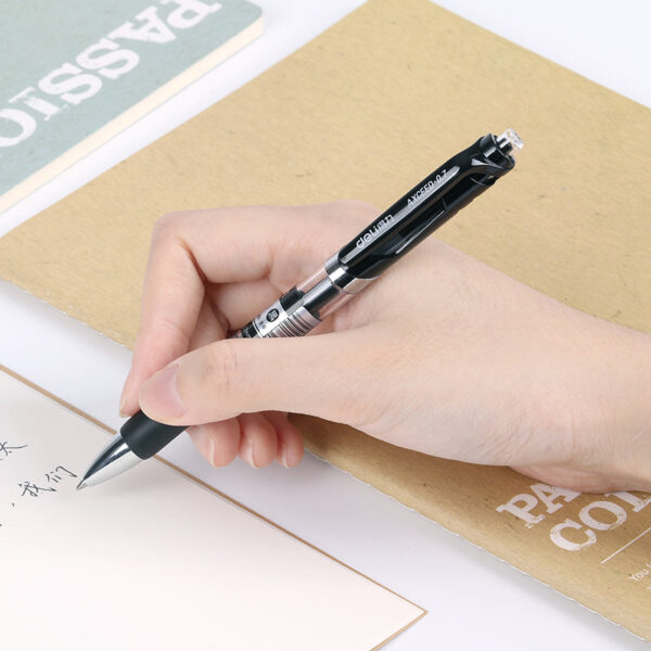 DELI S02 Retractable Gel Pen,Medium Point,0.7mm,Black Ink,12-Pack
