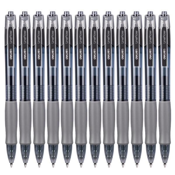 DELI S08 Gel Ink Pens,Extra Fine Point 0.5 mm,Pack of 12,Black Red Blue