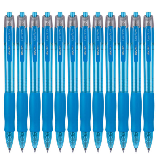 DELI S08 Gel Ink Pens,Extra Fine Point 0.5 mm,Pack of 12,Black Red Blue