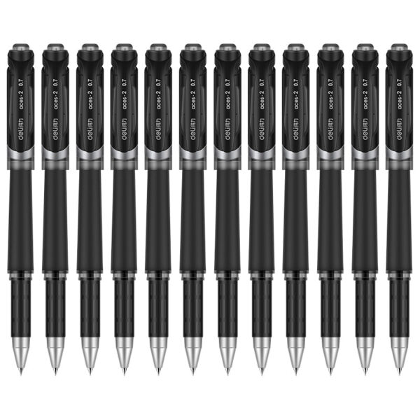 DELI S21 Black Gel Pen 0.7mm Medium Point,12 Pack