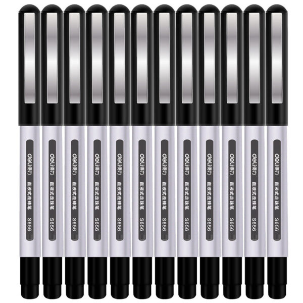 DELI S656 Rollerball Pens 12 Pack Black Red Blue Liquid Ink 0.5mm Fine Point