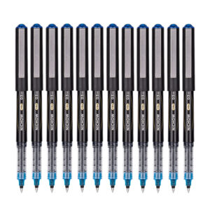 DELI Black Blue Red Liquid Ink Rollerball Pens 0.5mm Needle Tip 12 Pack