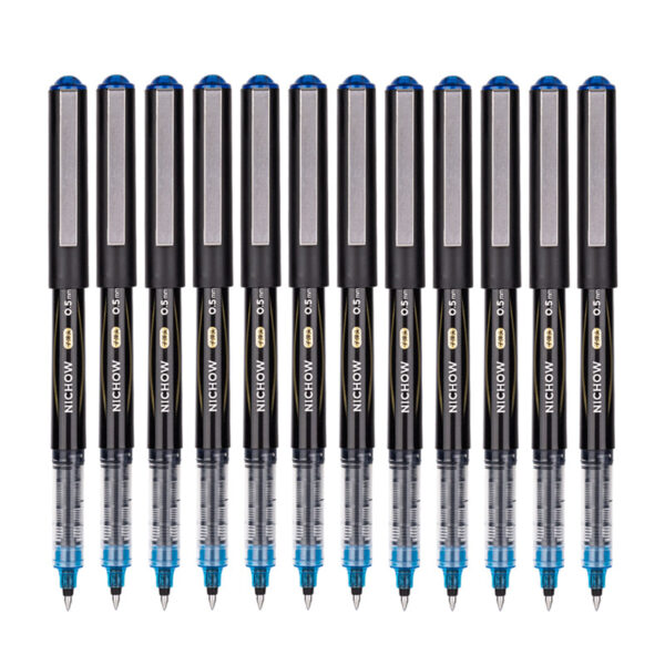 DELI Black Blue Red Liquid Ink Rollerball Pens 0.5mm Needle Tip 12 Pack