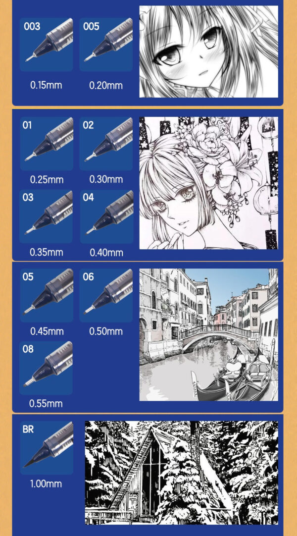 DELI Black Liquid Ink Fineliner Hook Pen for Writing Drawing Journaling 3 Pack