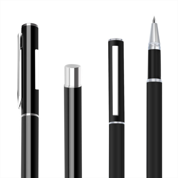 DELI S80 Gel Pen 0.5MM Fine Point,Black White Metal Body-2 Pack