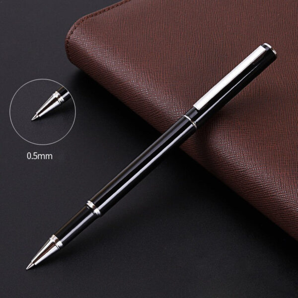 DELI S80 Gel Pen 0.5MM Fine Point,Black White Metal Body-2 Pack