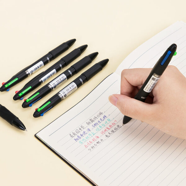 DELI Multicolor Ballpoint Pen 0.7mm 4in1 Color Ink,12 Count
