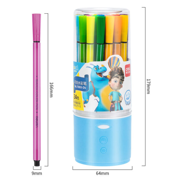 DELI 24 Colors Washable Art Marker Coloring Pens Set for Kids