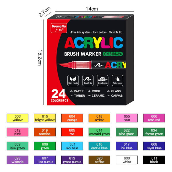 12/24/36 Brush Tip Acrylic Paint Pens Liquid Ink