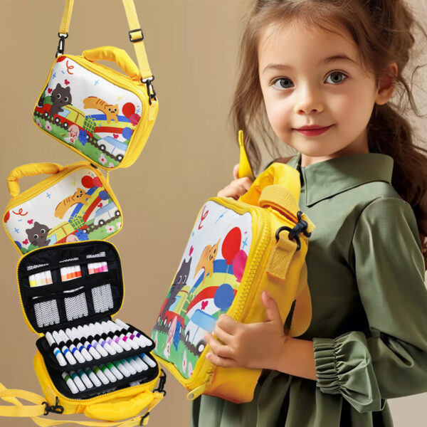 Kids Acrylic Paint Pens Paint Markers Set with 60-Slot Case - Image 2
