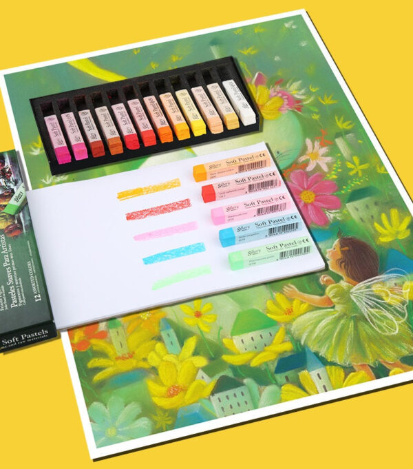 Mungyo Gallery Soft Pastel Squares Wooden Box Set of 72-Assorted Colors