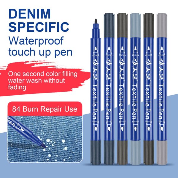 2pcs Denim Color Restore Textile Pen Fabric Repair & Color Touch-Up - Image 3