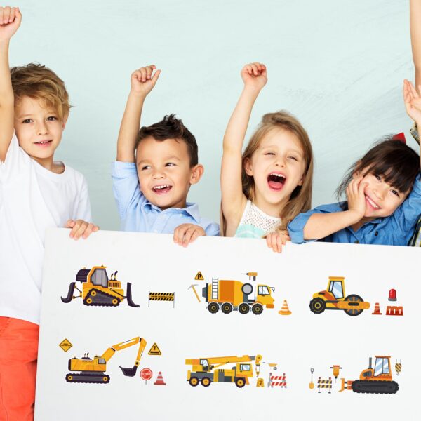 24 Sheets Engineering Vehicles Make Your Own Stickers for Kids