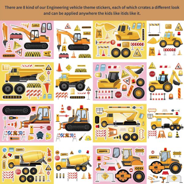 32 Sheets Engineering Vehicles Make Your Own Stickers for Kids