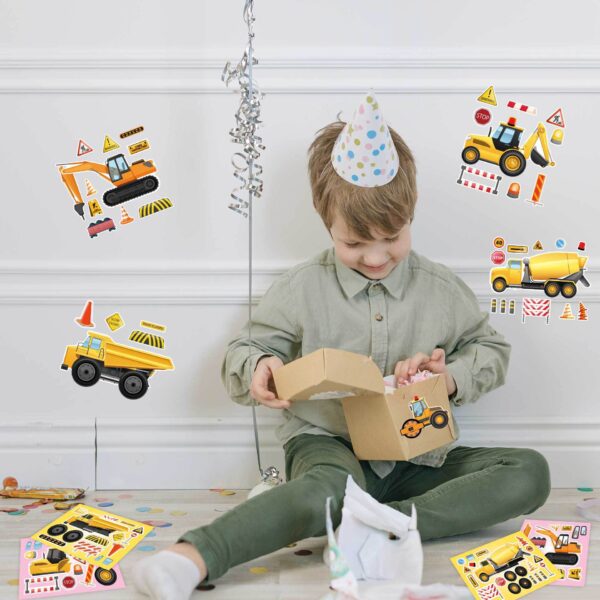 32 Sheets Engineering Vehicles Make Your Own Stickers for Kids