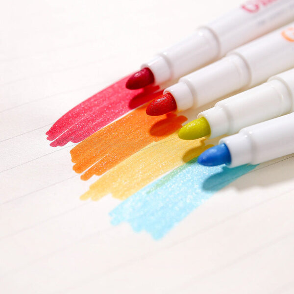Glitter Marker Highlighters,12 Pastel Colors,School Supplies,Round/Chisel Tip