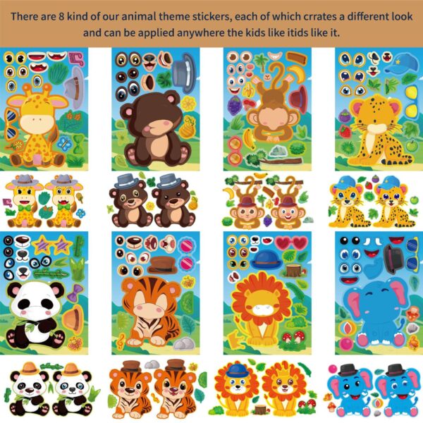 32 Sheets Cartoon Zoo Animals Make Your Own Stickers for Kids