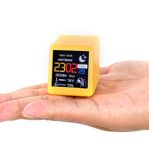 Desktop Mini WiFi Weather Station Clock 1.54 Inch Display