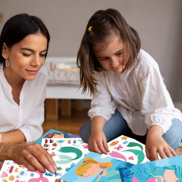 20 Sheets Mermaid Make a Face Stickers for Kids Girls DIY