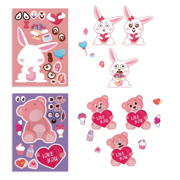 24 Sheets Valentine's Day Love You Animal Stickers for Kids